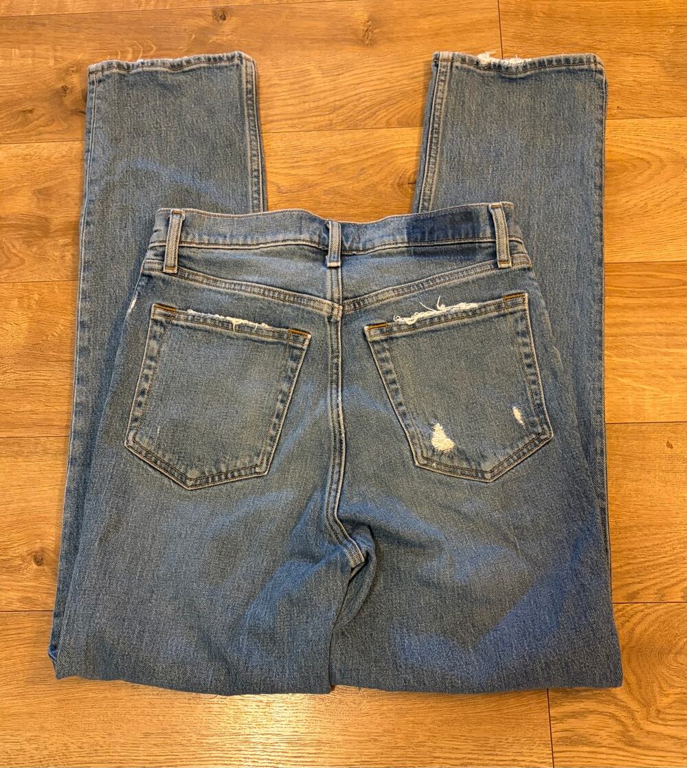 Abercrombie 90s Straight Ultra High Rise Jeans 28 Crossover Waist Distressed